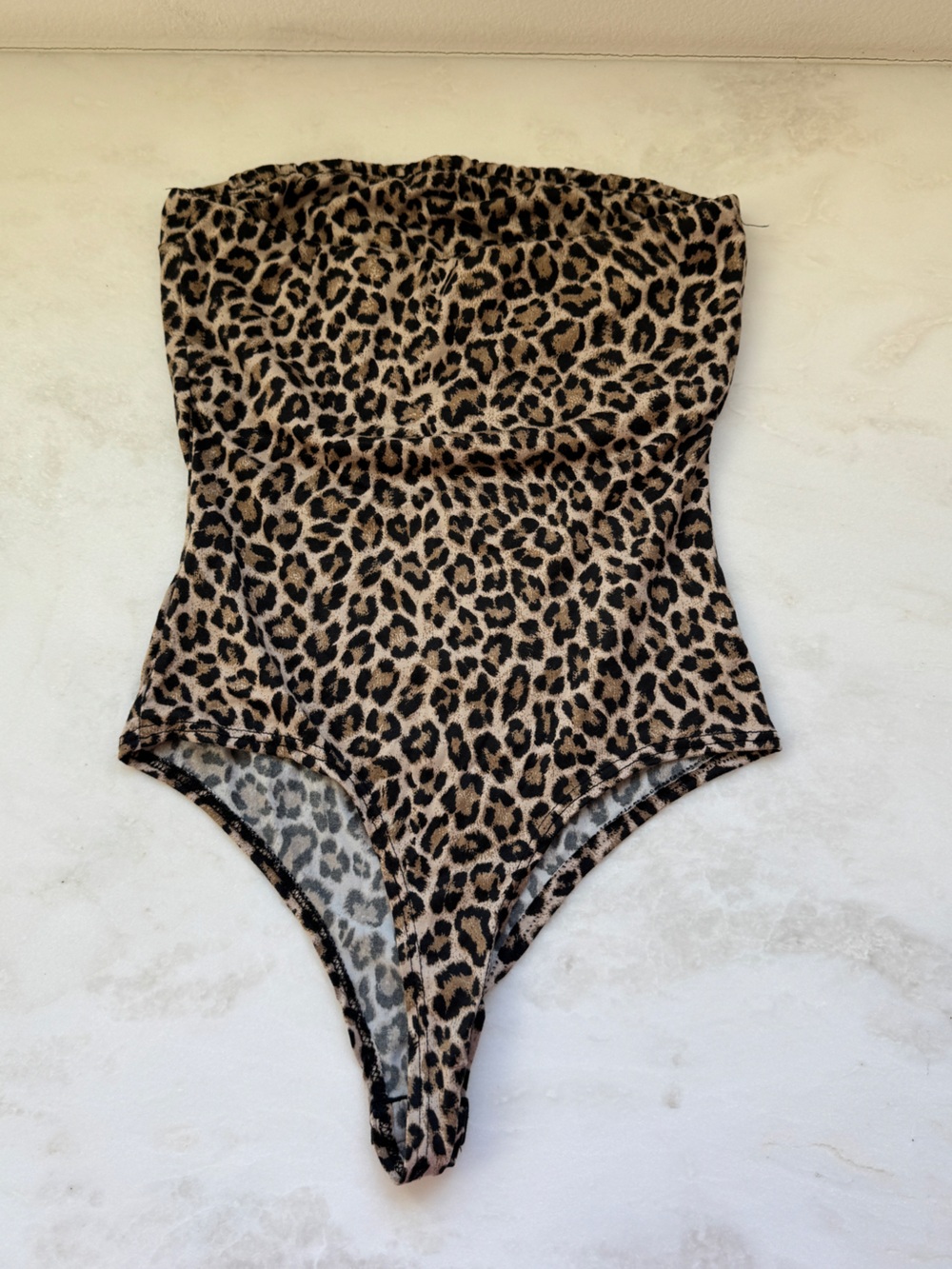 Gaze Leopard Print Strapless Bodysuit in Brown and Black - Picture 3 of 3